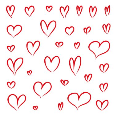 Hand painted vector heart collection. Heart shape set. Funky, artsy heart symbols.