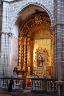 EVORA, PORTUGAL - JUNE 3, 2018: Chapel in Saint Francis church and monastery (Portuguese: Igreja de Sao Francisco) in Evora, Portugal. Evora is a UNESCO World Heritage Site.