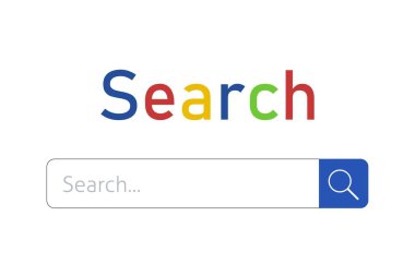 Online search box template. Search engine mobile website blank search field.