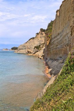 Corfu island landscape - nature of Greece. Logas Beach cliffs.