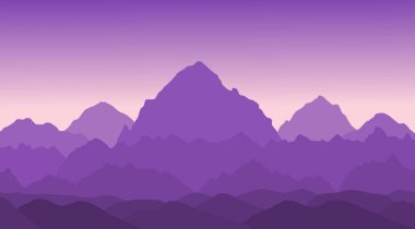Beautiful mountain vector landscape. Layers of mountains. Outdoor purple background, New Mexico landscape.