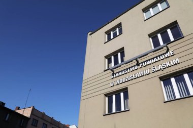 WODZISLAW SLASKI, POLAND - MAY 11, 2021: Provincial autority (Polish: Starostwo Powiatowe) in Wodzislaw Slaski, Poland. Wodzislaw Slaski is a major city in Polish region of Silesia.