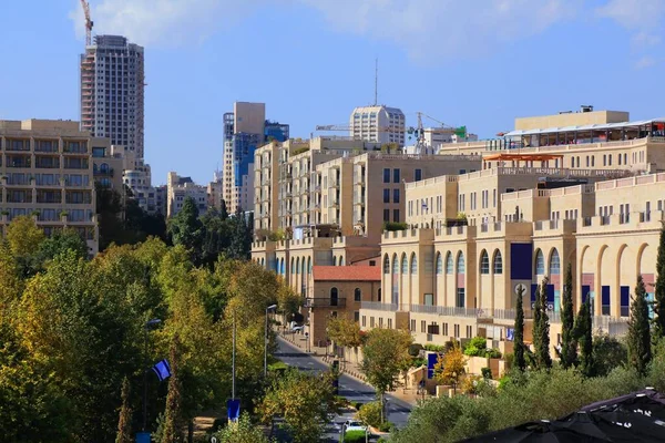 Modern district in Jerusalem, Israel. Cityscape of Mamilla district.