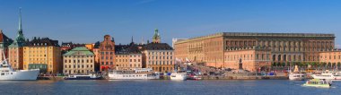 Panorama of Stockholm city, Sweden. Gamla Stan waterfront (the Old Town) in Stockholm.