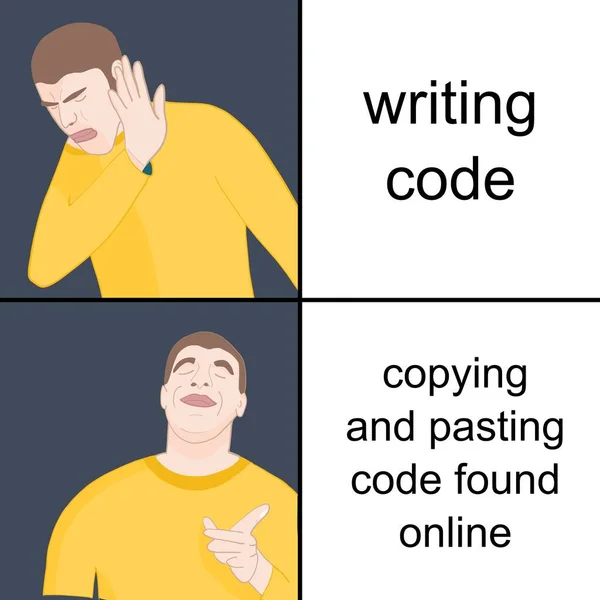 Programmers Copying Pasting Code Instead Coding Industry Problems Funny Meme — Stock Vector