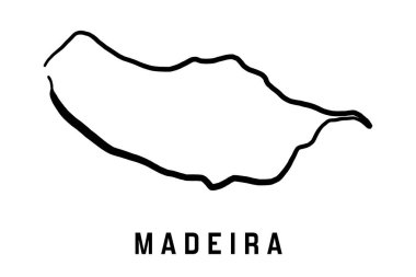 Madeira island map simple outline. Vector hand drawn simplified style map.