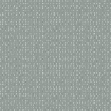 Computer data pattern. Binary code seamless vector background. Zero one algorithm grey texture.