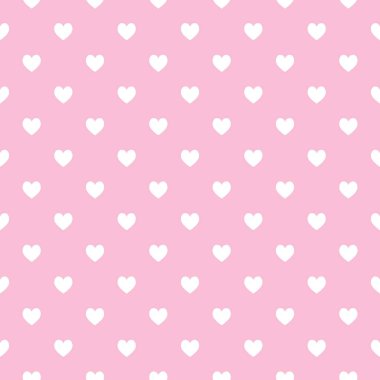 Valentine's Day gift wrapping paper design. Pink white heart shape vector pattern. Seamless pattern.