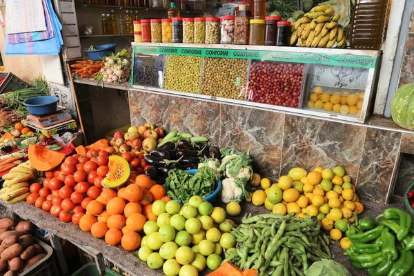 Taroudant Morocco February 2022 Local Grocery Store Tomatoes Potatoes Green — Photo