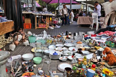 TEL AVIV, ISRAEL - NOVEMBER 2, 2022: People visit Jaffa Flea Market also known as Shuk Hapishpishim in Tel Aviv, Israel. Tel Aviv is the economic and technological center of Israel.