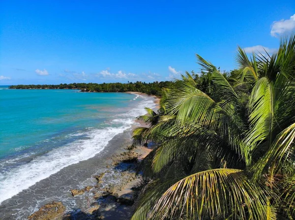 Gwadelupa Idealny Widok Lotu Ptaka Wybrzeże Karaibski Krajobraz Wakacyjny Plaża — Zdjęcie stockowe