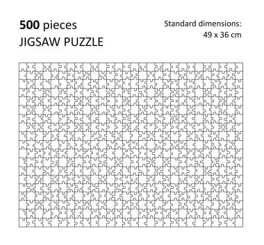 Jigsaw puzzle blank template. Cutting lines for 500 pieces jigsaw puzzle. clipart