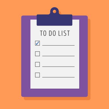 To do list clipped to a clipboard. Vector illustration assignment list.