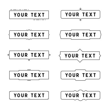 Text banner template. Simple text frame modern style rectangle. Line border frame for text.