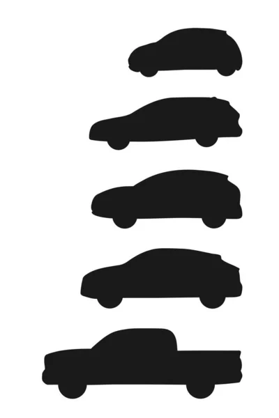 车辆轮廓矢量集 通用隔离汽车轮廓 — 图库矢量图片