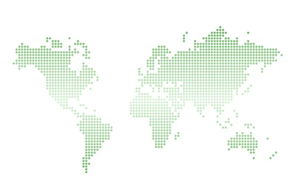 Světová Mapa Tečky Abstraktní Styl Tečkované Grafiky Mapy Světa Zelená — Stockový vektor