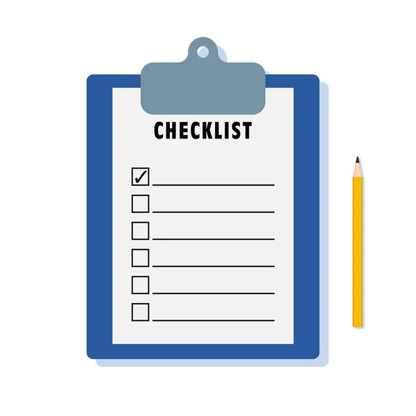 Clipboard Checklist Task Planning Agenda Pencil Paper Checklist Flat Vector — Stock Vector
