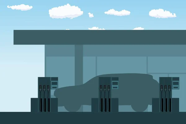 通用加油站和燃料泵的轮廓 矢量加油站 — 图库矢量图片