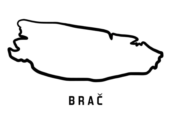 Carte Île Brac Croatie Simple Contour Carte Style Simplifiée Dessinée — Image vectorielle