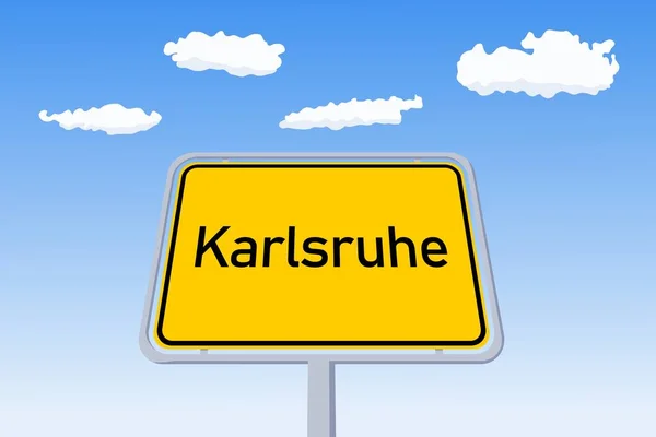 Stadsbord Karlsruhe Duitsland Naam Van Stad Welkom Verkeersbord Vector Illustratie — Stockvector