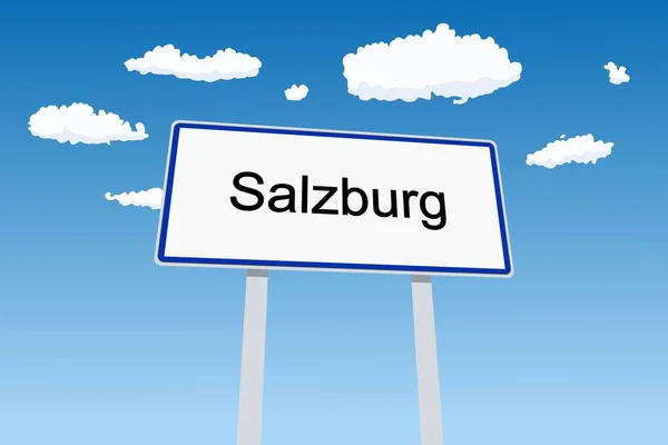 Assinatura Cidade Salzburgo Áustria Nome Cidade Bem Vindo Estrada Sinal — Vetor de Stock