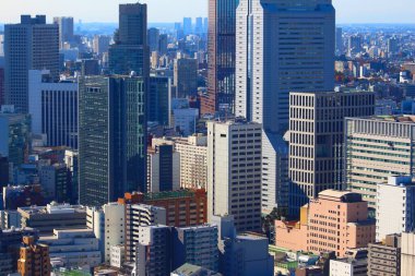 Tokyo şehri hava manzarası. Minato Koğuşundaki Shiba bölgesi..