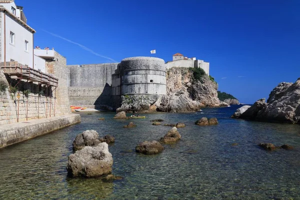 Dubrovniks Landmärke Kroatien Medeltida Stadsmurar — Stockfoto