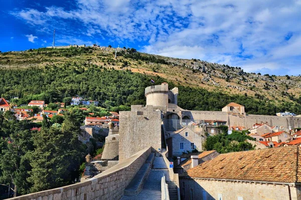 Dubrovnik Città Punto Riferimento Croazia Mura Medievali Della Città — Foto Stock