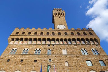 Palazzo Vecchio, Florence. Eski kasaba Romanesk mimari Toskana, İtalya.