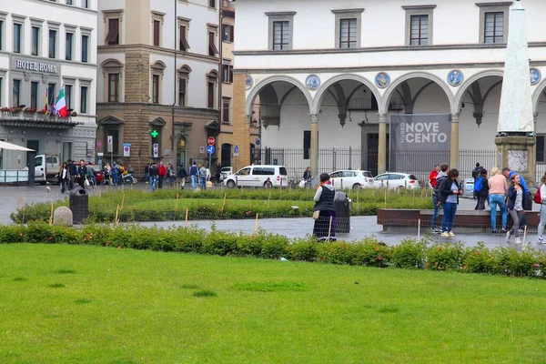 Florence Italy May 2015 Люди Відвідують Old Town Square Piazza — стокове фото