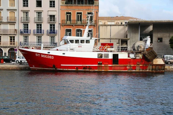 Sete França Outubro 2021 Navio Pesca Arrasto Pelo Fundo Ancorado — Fotografia de Stock