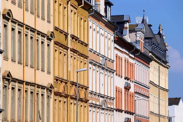 Chemnitz Duitsland Typische Oude Residentiële Het Platform Straatmening Appartementsgebouwen — Stockfoto