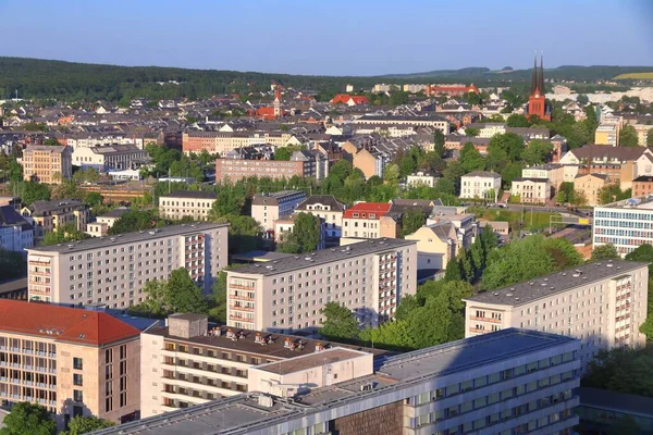 Город Хемниц Германия Городской Пейзаж Воздушный Вид Закат Теплом Свете — стоковое фото