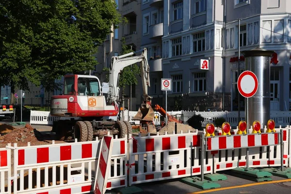 Chemnitz Germany May 2018 Utilities Repair Roadworks Chemnitz Germany Chemnitz — Stock Photo, Image