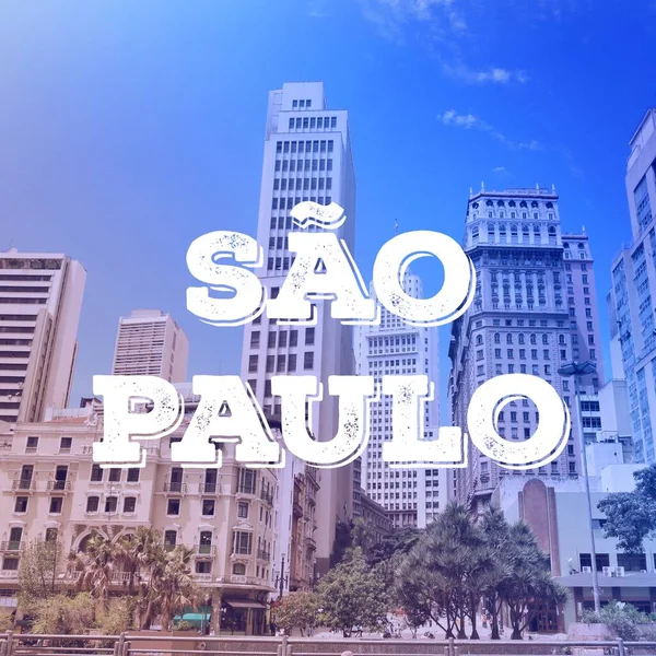 Sao Paulo Brazil City Name Modern Photo Postcard Travel Destination —  Fotos de Stock