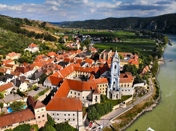 Durnstein Małe Miasteczko Regionie Austrii Wachau Widok Miasta Durnstein Dunaju — Zdjęcie stockowe