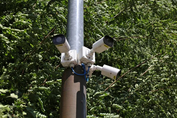 Câmeras Segurança Equipamento Cctv Genérico Parque Áustria Tecnologia Vigilância Segurança — Fotografia de Stock