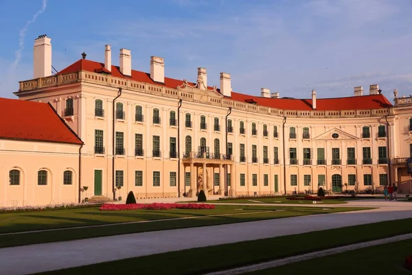 Fertod Hungria Palácio Esterhaza Marco Estilo Rococó Luz Pôr Sol — Fotografia de Stock
