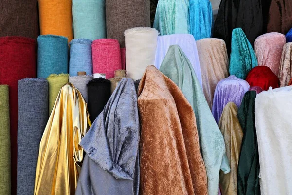 Textil Vagy Divat Anyagok Egy Piacon Vagy Shuk Jeruzsálemben Izraelben — Stock Fotó