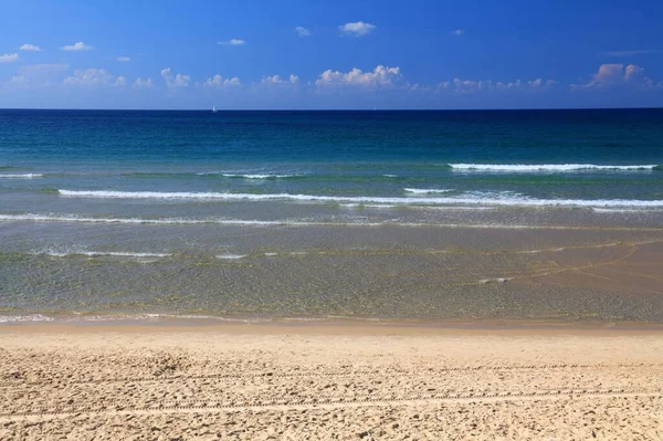 Pláž Tel Avivu Izrael Charles Clore Beach Bez Lidí Nikdo — Stock fotografie
