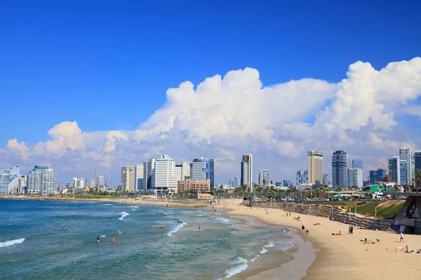 เทลอาว สราเอล พฤศจ กายน 2022 คนเย ยมชมชายหาดอ าในเทลอาว สราเอล Tel — ภาพถ่ายสต็อก