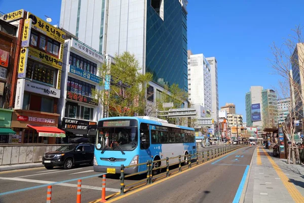 Busan South Korea March 2023 Hyundai Brand City Bus Public — Stock Photo, Image