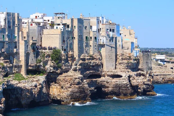 Italy Polignano Mare Old Town Rock Cliffs — Stock Photo, Image