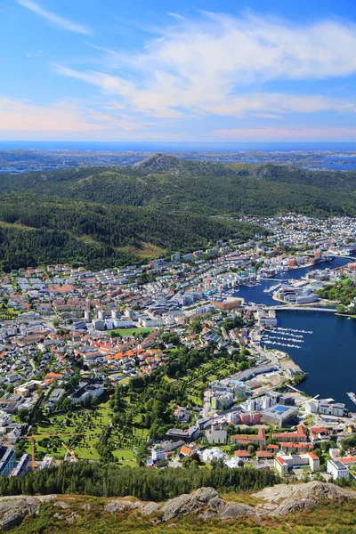 Bergen Norvège Vue Aérienne Estivale Centre Ville Kronstad Des Quartiers — Photo