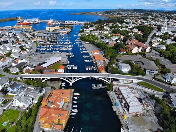 Haugesund City Drone View Norway Summer View Boats Haugaland District — Stock Photo, Image