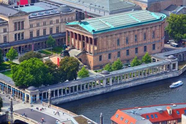 Berlin Aerial View River Spree Tourist Attractions Alte Nationalgalerie English — Stock Photo, Image
