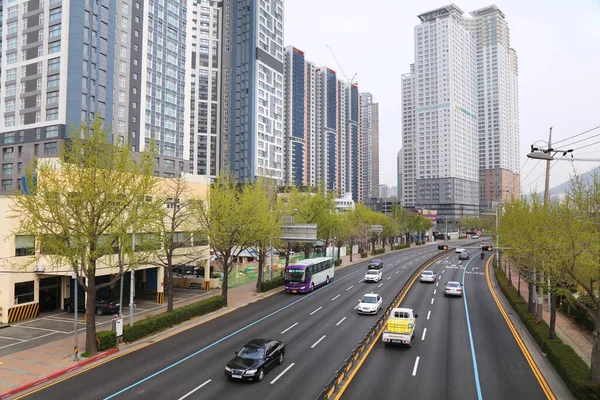Busan South Korea March 2023 Street Traffic Dongnae Residential District — Stock Photo, Image