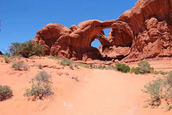 Parco Nazionale Degli Archi Nello Utah Double Arch Paesaggio Deserto — Foto Stock