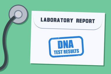 DNA testi sonuçları. Genetik laboratuvar DNA testi raporu - vektör illüstrasyonu.