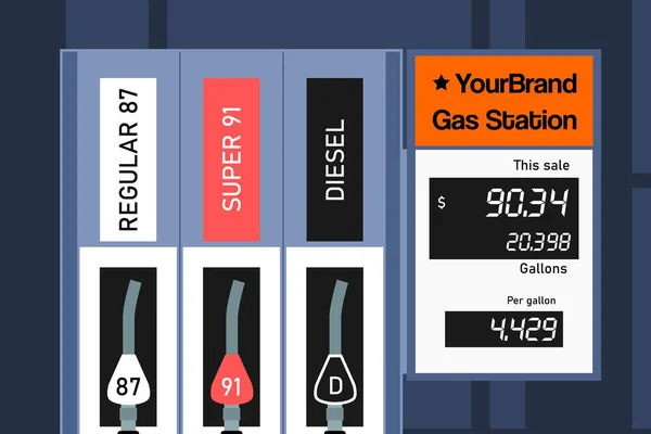 Cena Gazu Pompie Paliwowej Ogólna Stacja Benzynowa Usa Amerykańska Wysoka — Wektor stockowy